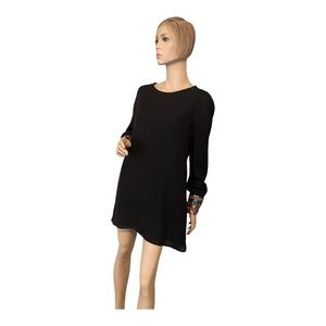 Multi Color Embellished Cuff‎  Dress, Black,